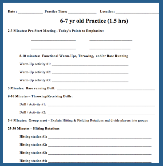 Little League Practice Templates