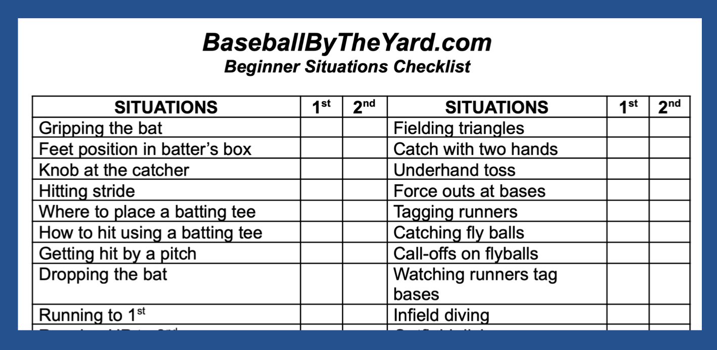 Tee Ball Coach Checklist